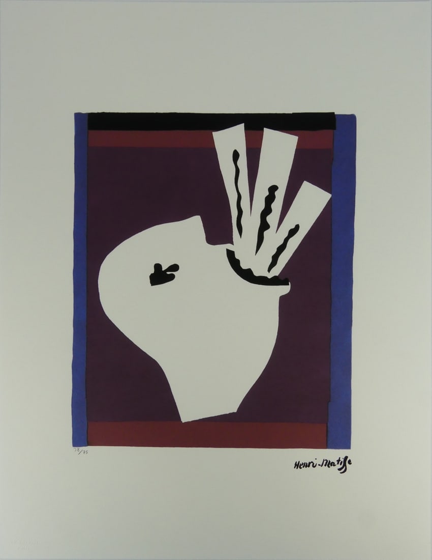 HENRI MATISSE 'THE SWORD SWALLOWER' LITHOGRAPH: Henri Matisse 'The Sword Swallower" lithograph. Signed in the plate lower right. Numbered in pencil 38/75 and holds blindstamp lower left. Sheet measures 27 5/8" x 19 5/8".