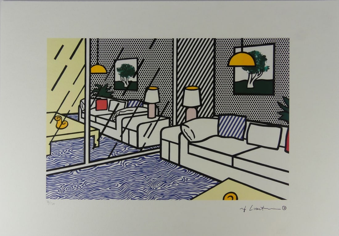 ROY LICHTENSTEIN 'WALLPAPER W/ BLUE FLOOR' LITHO (1 of 9)