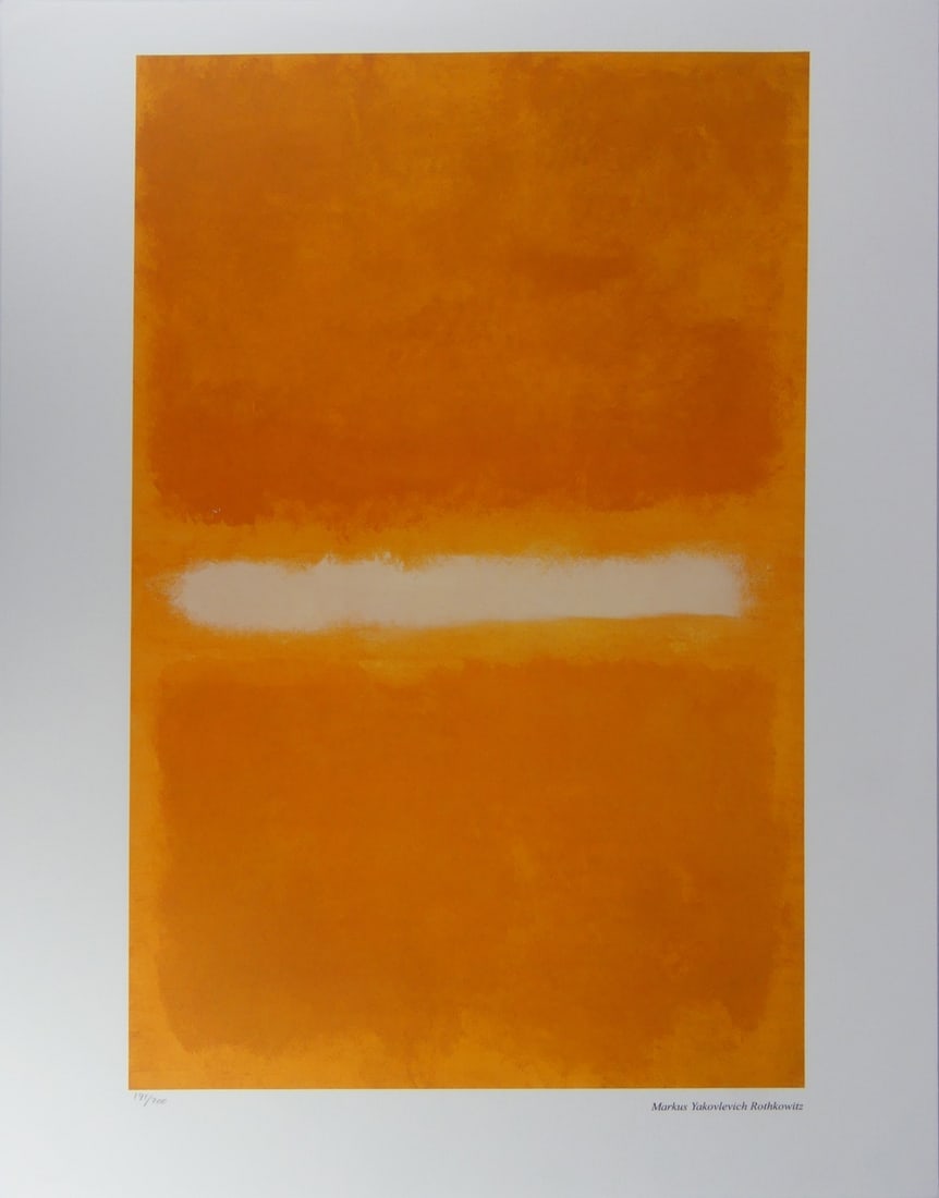 MARK ROTHKO 'ORANGE AND BEIGE' LITHOGRAPH: Mark Rothko 'Orange and Beige' lithograph. Numbered in pencil 191/200 and holds blindstamp lower left. Sheet measures 25 5/8" x 19 5/8".