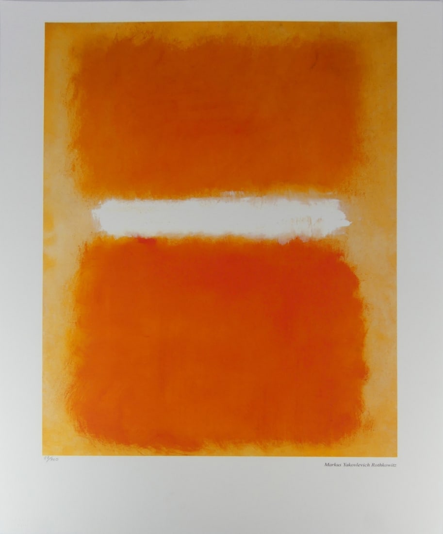 MARK ROTHKO 'ORANGE AND TAN' LITHOGRAPH: Mark Rothko 'Orange and Tan' lithograph. Numbered in pencil 88/200 and holds blindstamp lower left. Sheet measures 25 1/2" x 19 5/8".