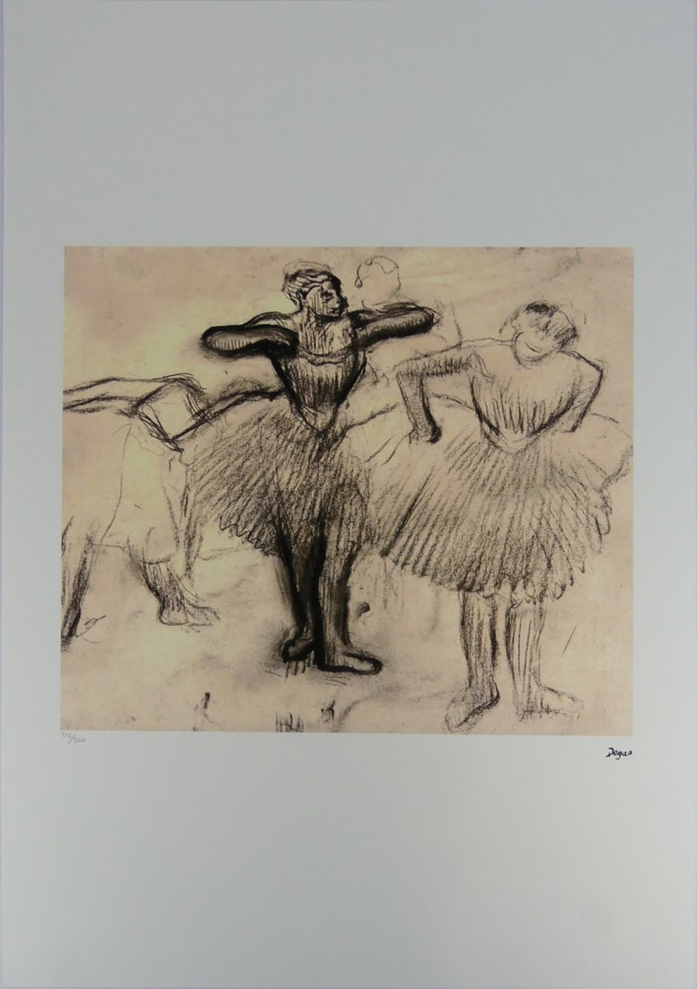 EDGAR DEGAS 'THREE DANCERS' LITHOGRAPH: Edgar Degas 'Three Dancers' lithograph. Signed in the plate and holds blindstamp lower right. Numbered in pencil 126/300 lower left. Sheet measures 27 5/8" x 19 5/8".