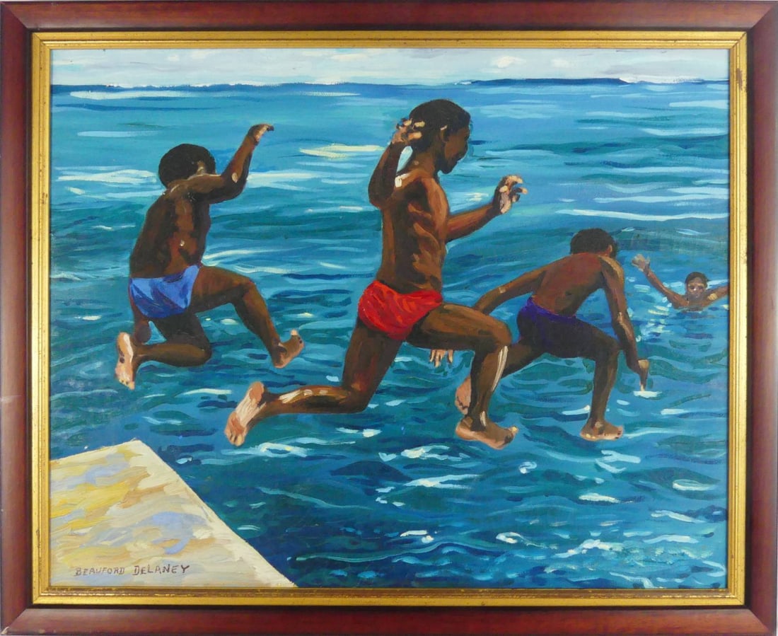 BLACK CHILDREN AT BEACH OIL PAINTING ON CANVAS (1 of 6)