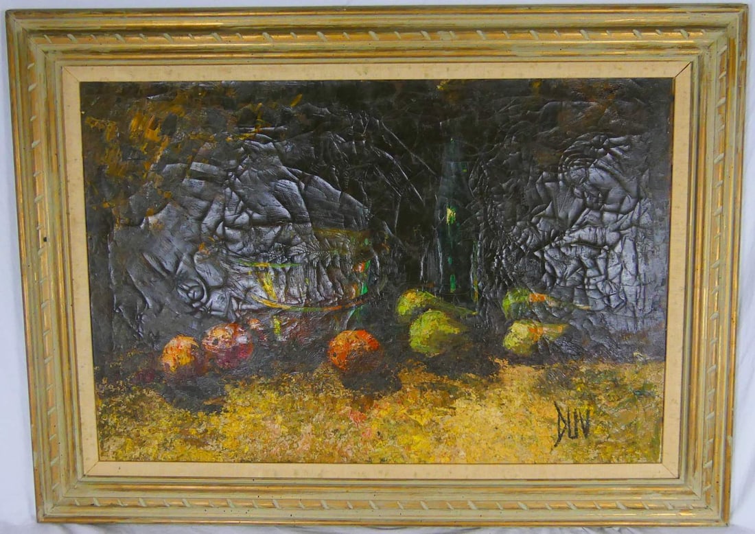 JOSEPH DUV STILL LIFE OIL PAINTING ON CANVAS (1 of 4)