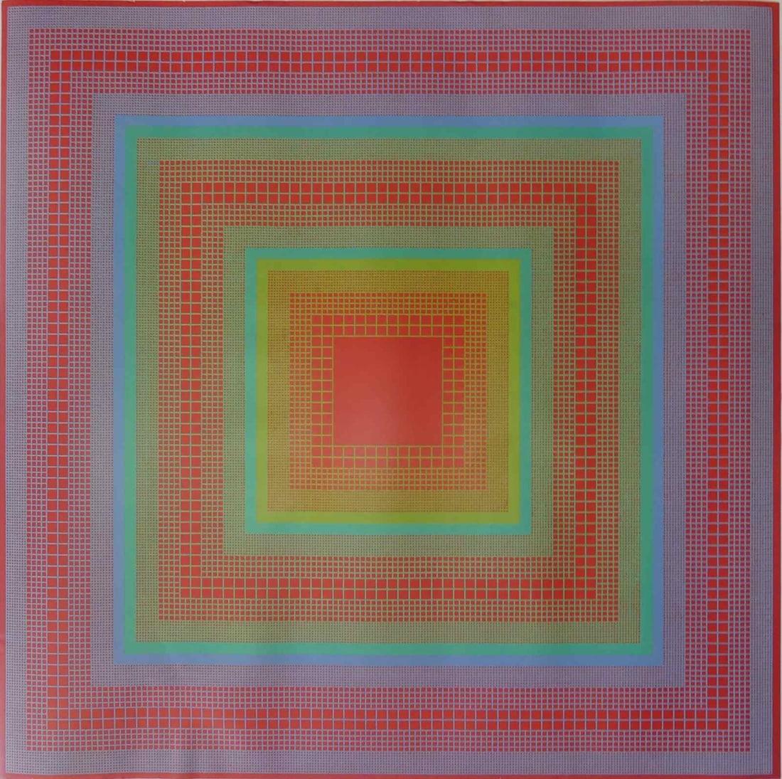 RICHARD JOSEPH ANUSZKIEWICZ 'SUNGLOW' LITHOGRAPH: Richard Joseph Anuszkiewicz 'Sunglow' offset lithograph. Sheet measures 35 1/2" x 35 1/4".