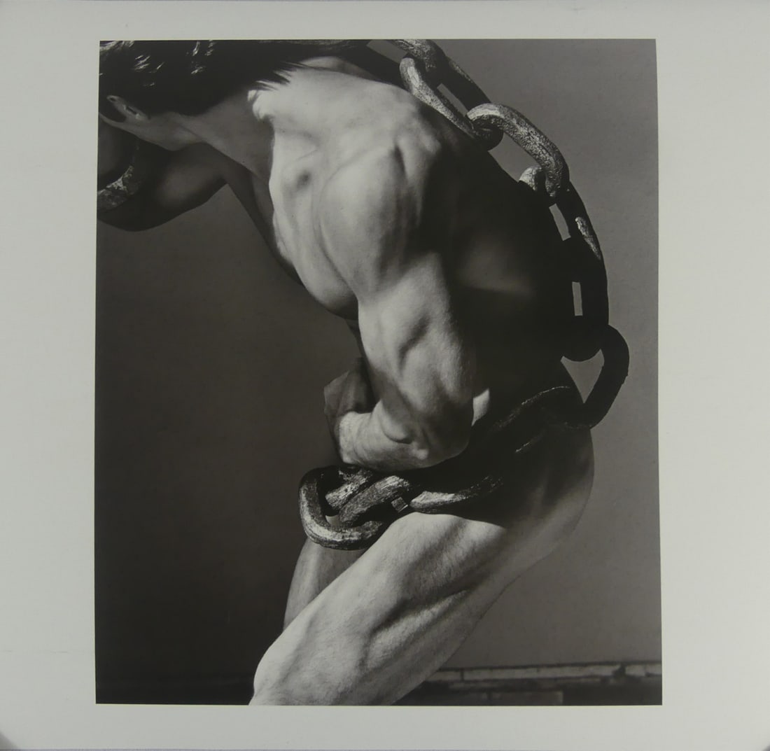 HERB RITTS 'MAN WITH CHAIN' PHOTO-LITHO: Herb Ritts 'Man with Chain' photo-litho. Sheet measures 16" x 14".