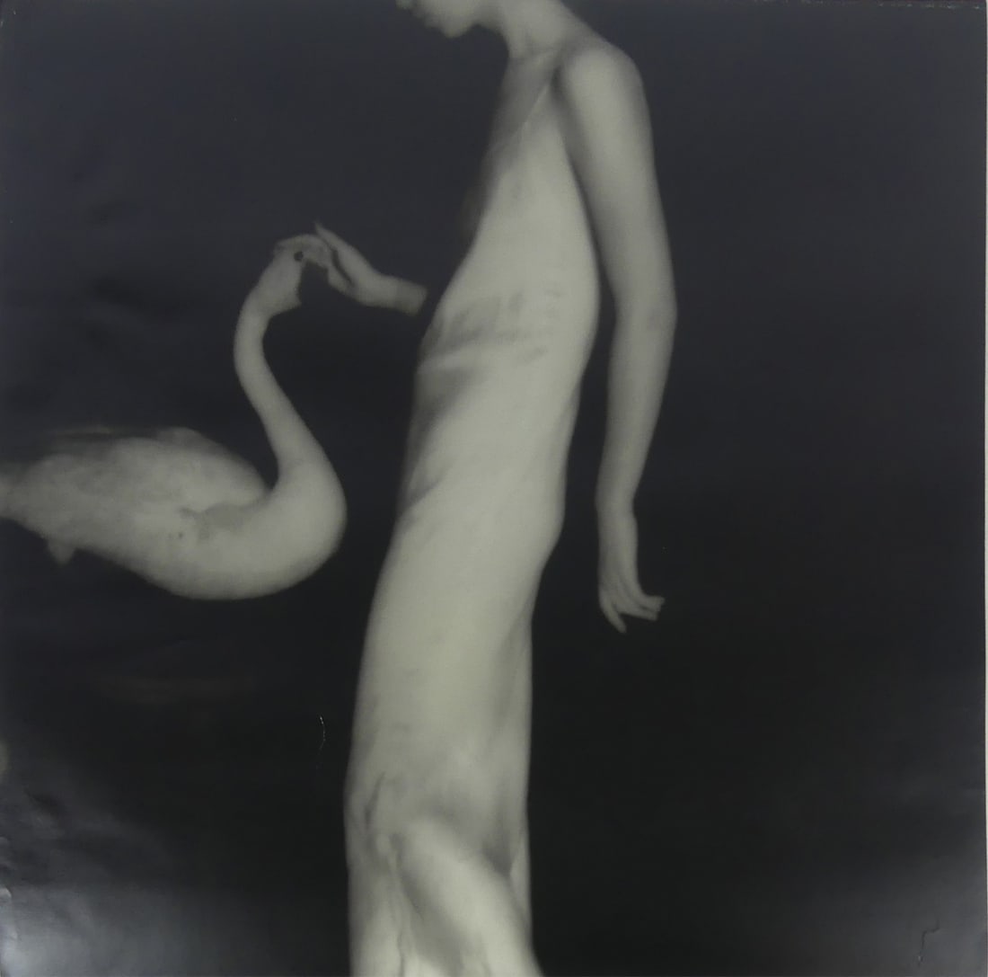 FRANCESCA WOODMAN 'LUCY WITH GOOSE' PHOTO LITHO: Francesca Woodman 'Lucy with Goose' photo-litho. Sheet measures 21 5/8" x 21 5/8".