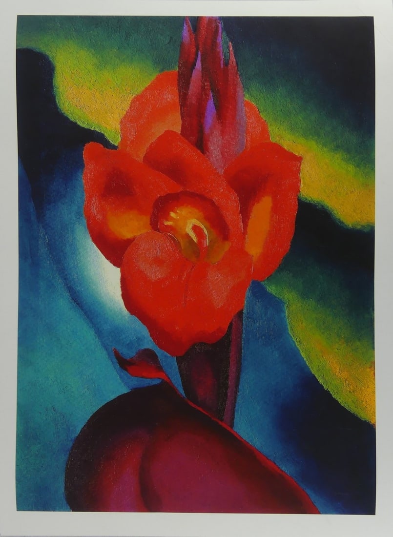 GEORGIA O'KEEFE 'RED CANNA' POSTER: Georgia O'keefe 'Red Canna' poster. Sheet measures 24" x 17 3/4".
