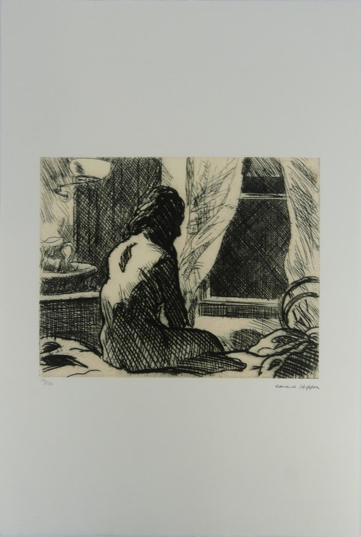 EDWARD HOPPER 'THE OPEN WINDOW' LITHOGRAPH: Edward Hopper ' The Open Window' lithograph. Signed in the plate lower right. Numbered in pencil 16/150 and holds blindstamp lower left. Sheet measures 22 1/2" x 15 1/4".