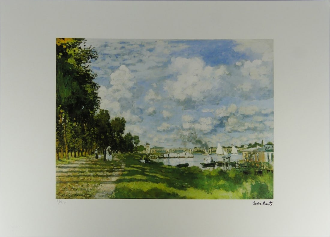 CLAUDE MONET 'BASIN D'ARGENTEUIL' LITHOGRAPH: Claude Monet 'The Basin at Argenteuil' lithograph. Signed in the plate lower right. Numbered in pencil 86/250 and holds blindstamp lower left. Sheet measures 27 5/8" x 19 5/8".