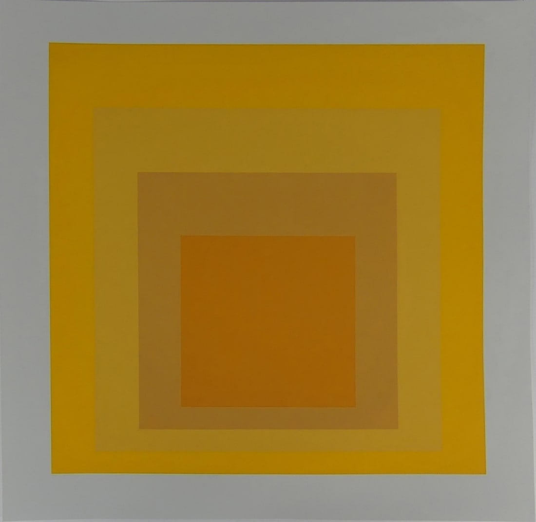 JOSEF ALBERS 'HOMAGE TO THE SQUARE': Josef Albers 'Homage to the Square' orange and yellow print in colors on wove paper. Sheet measures 15 1/4" x 15".
