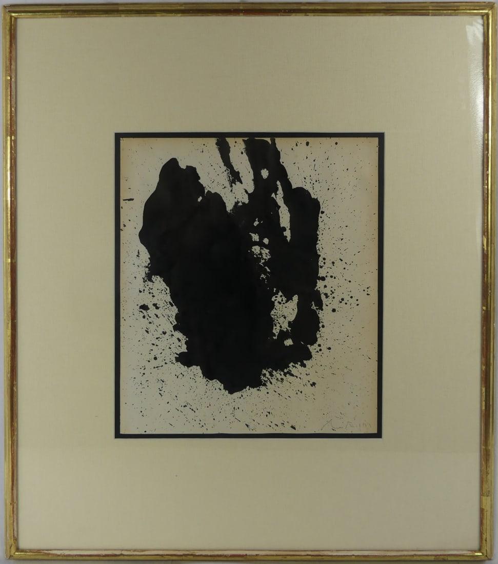ROBERT MOTHERWELL 'UNTITLED' INK ON PAPER: Abstract ink drawing on paper attributed to Robert Burns Motherwell (American, 1915-1991). Signed lower right. Viewable measures 15 1/4" x 13". Frame measures 29 1/4" x 25 1/4".