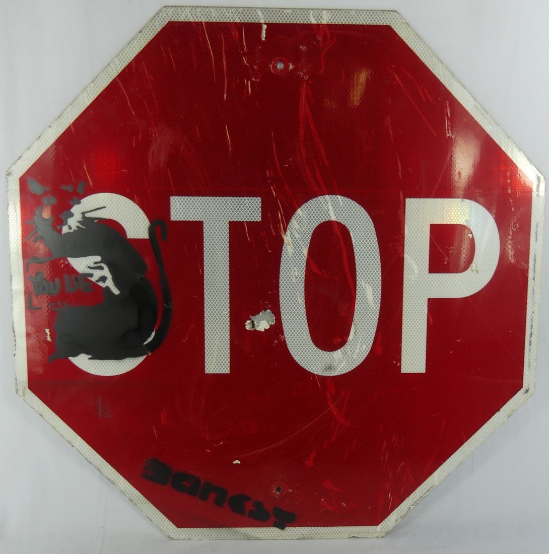 BANKSY STYLE SPRAY PAINT GRAFFITI STREET SIGN (1 of 5)