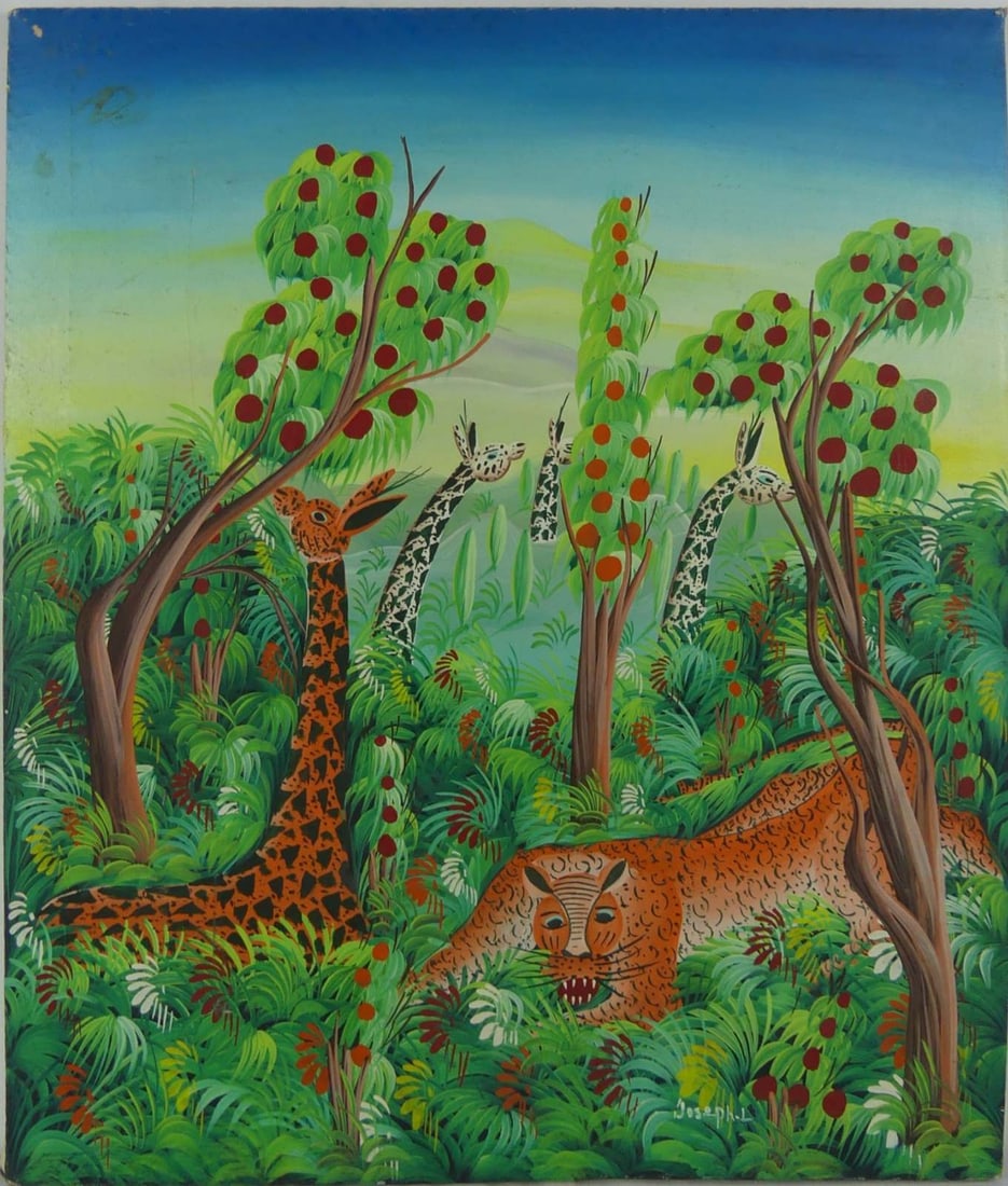 JOSEPH L HAITIAN OIL PAINTING ON CANVAS (1 of 8)