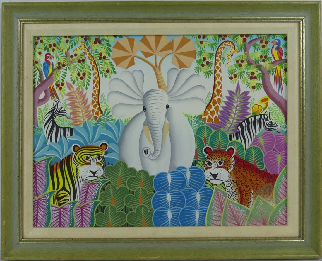 JOEL GAUTHIER STYLE HAITIAN OIL PAINTING ON CANVAS (1 of 9)