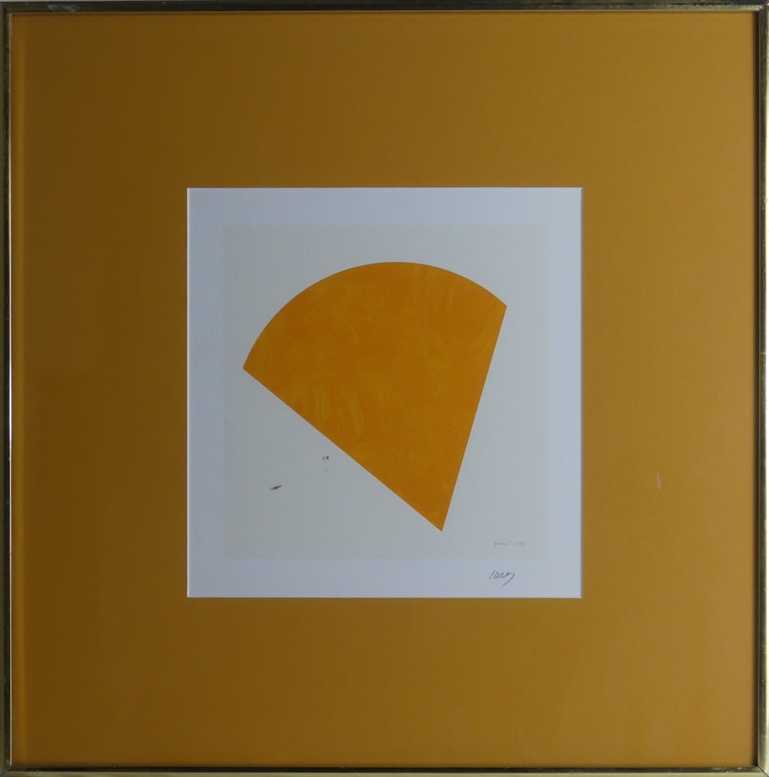 ELLSWORTH KELLY 'ORANGE' SIGNED LITHOGRAPH: Ellsworth Kelly 'Orange' offset lithograph. Pencil signed lower right. Marked Gemini I and signed in the plate. Viewable measures 10 5/8" x 10 1/4". Frame measures 20 1/4" x 20 1/4".