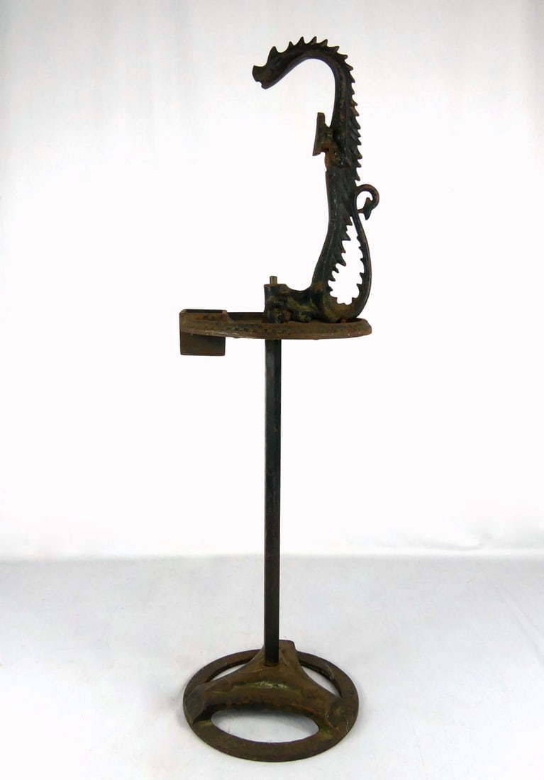 CAST IRON DRAGON-FORM SMOKING STAND (1 of 8)