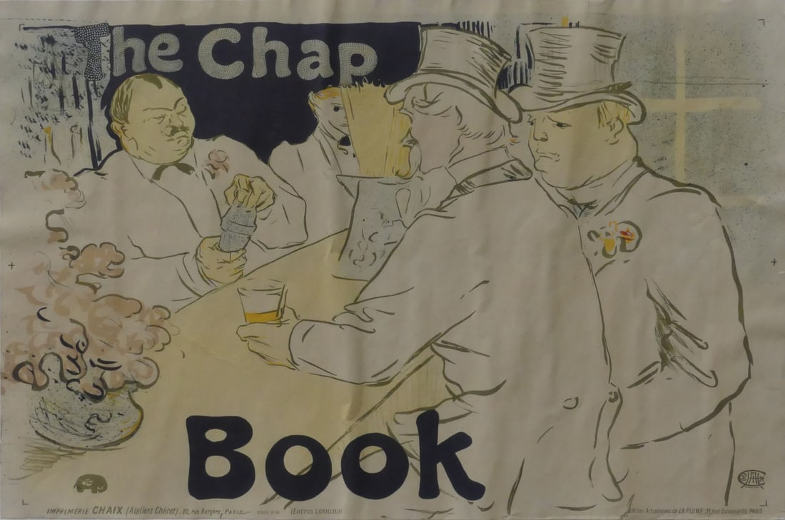 TOULOUSE-LAUTREC 'THE CHAP BOOK' POSTER: Henri de Toulouse-Lautrec ' The Chap Book' reprint poster. Mounted to canvas. Sheet measures 23 3/4" x 15 7/8".