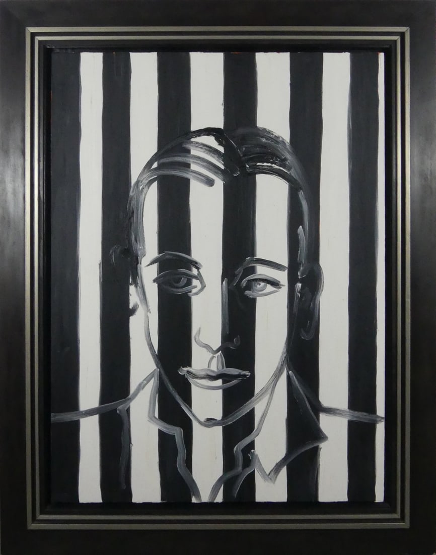 HUNT SLONEM 'RUDOLPH VALENTINO' OIL ON CANVAS (1 of 8)