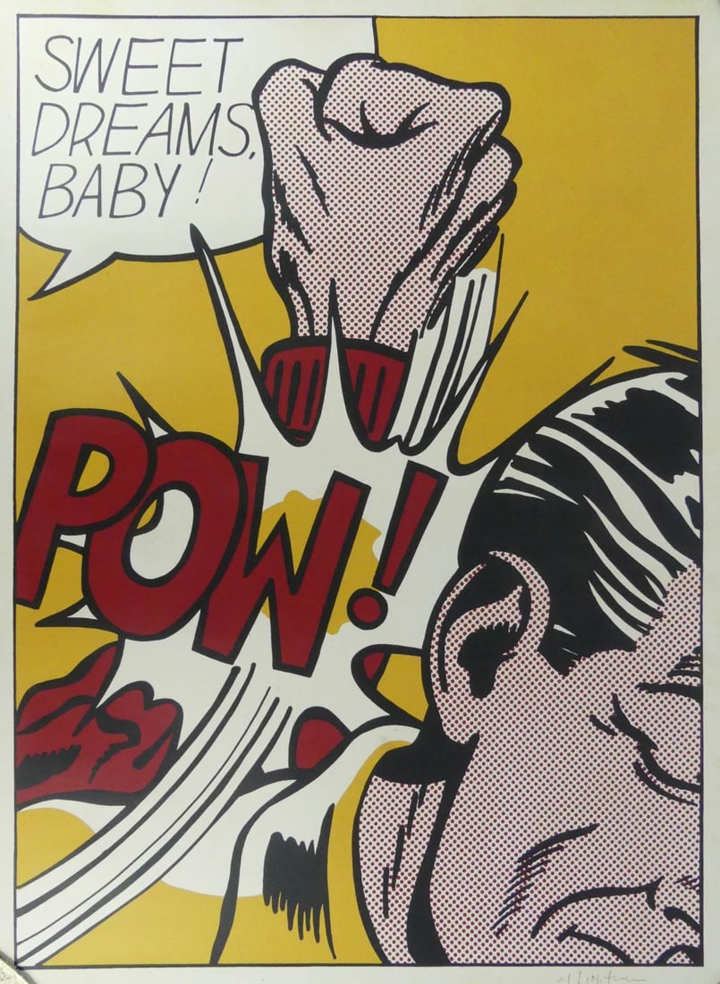 ROY LICHTENSTEIN 'SWEET DREAMS BABY!' SIGNED: Roy Lichtenstein screenprint on wove paper. Titled 'Sweet Dreams Baby!' from 11 Pop Artists, Volume III. Pencil signed lower right. Sheet measures 37 5/8" x 27 1/2".
