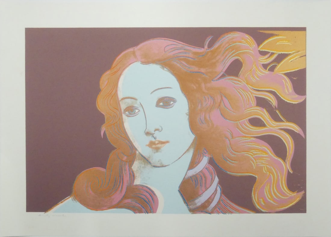 ANDY WARHOL 'BIRTH OF VENUS': Andy Warhol 'Birth of Venus' print in colors on wove paper. Pencil signed lower left. Sheet measures 43 1/2" x 31 5/8".