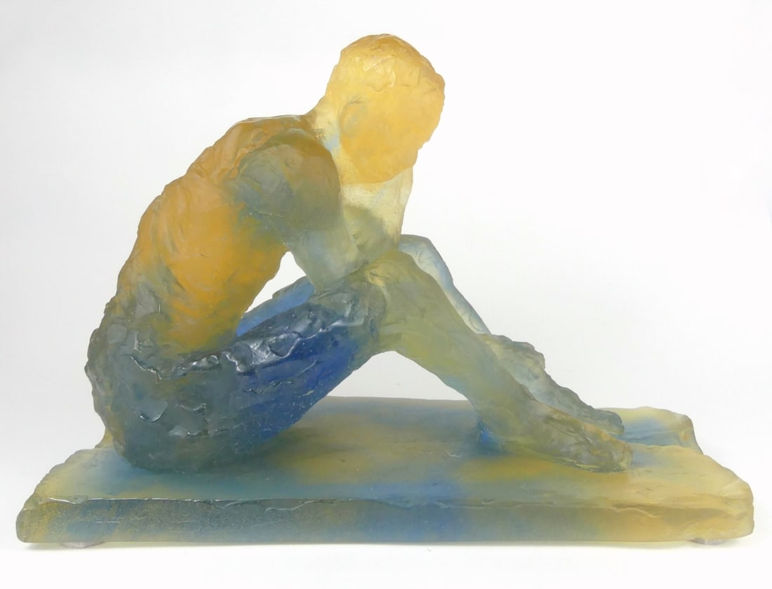DAUM PATE-DE-VERRE 'LE PENSEUR' GLASS SCULPTURE (1 of 11)