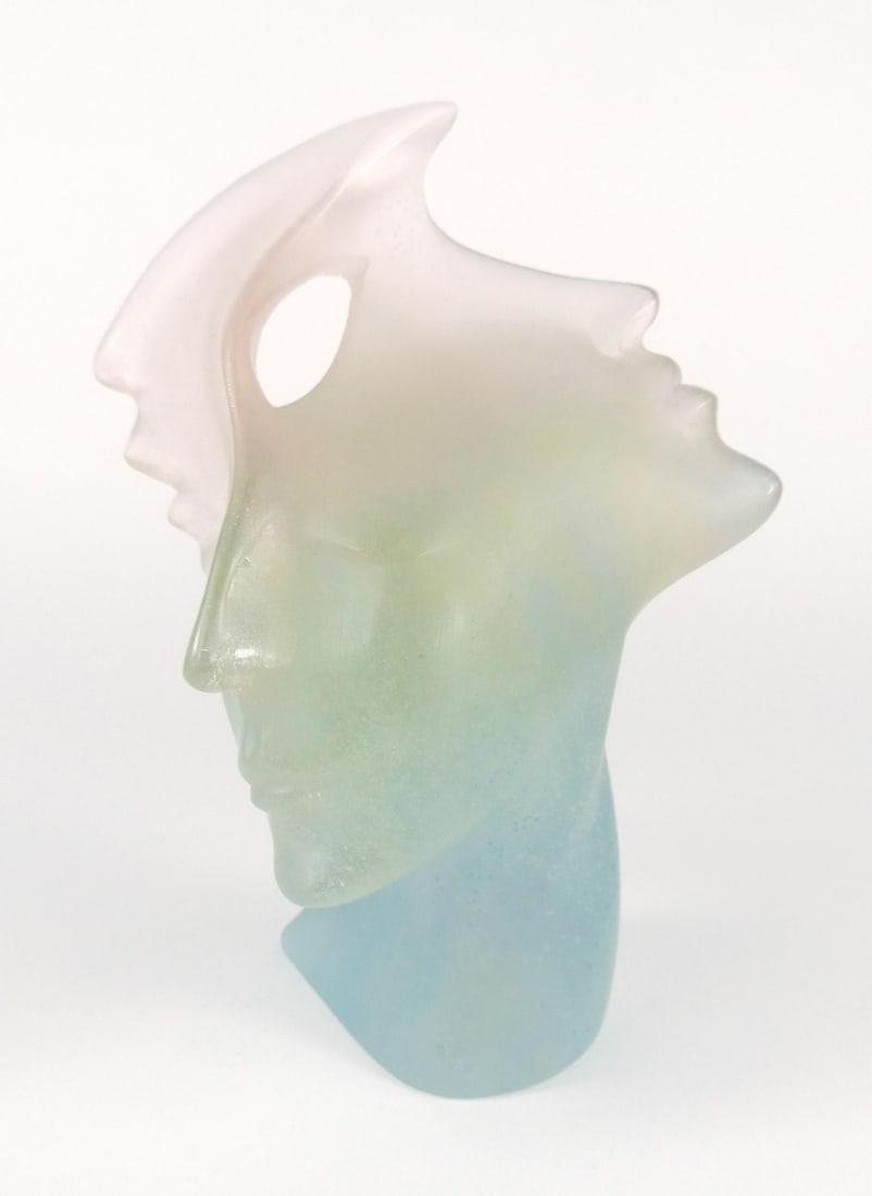 DAUM 'WOMAN OF THREE FACES' PATE DE VERRE GLASS (1 of 10)