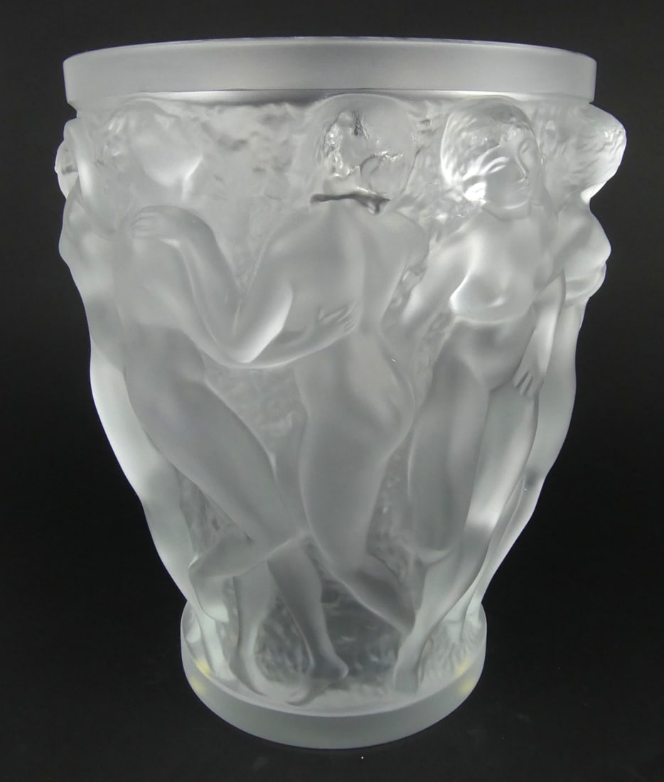 LALIQUE 'BACCHANTES' FROSTED CRYSTAL VASE (1 of 10)