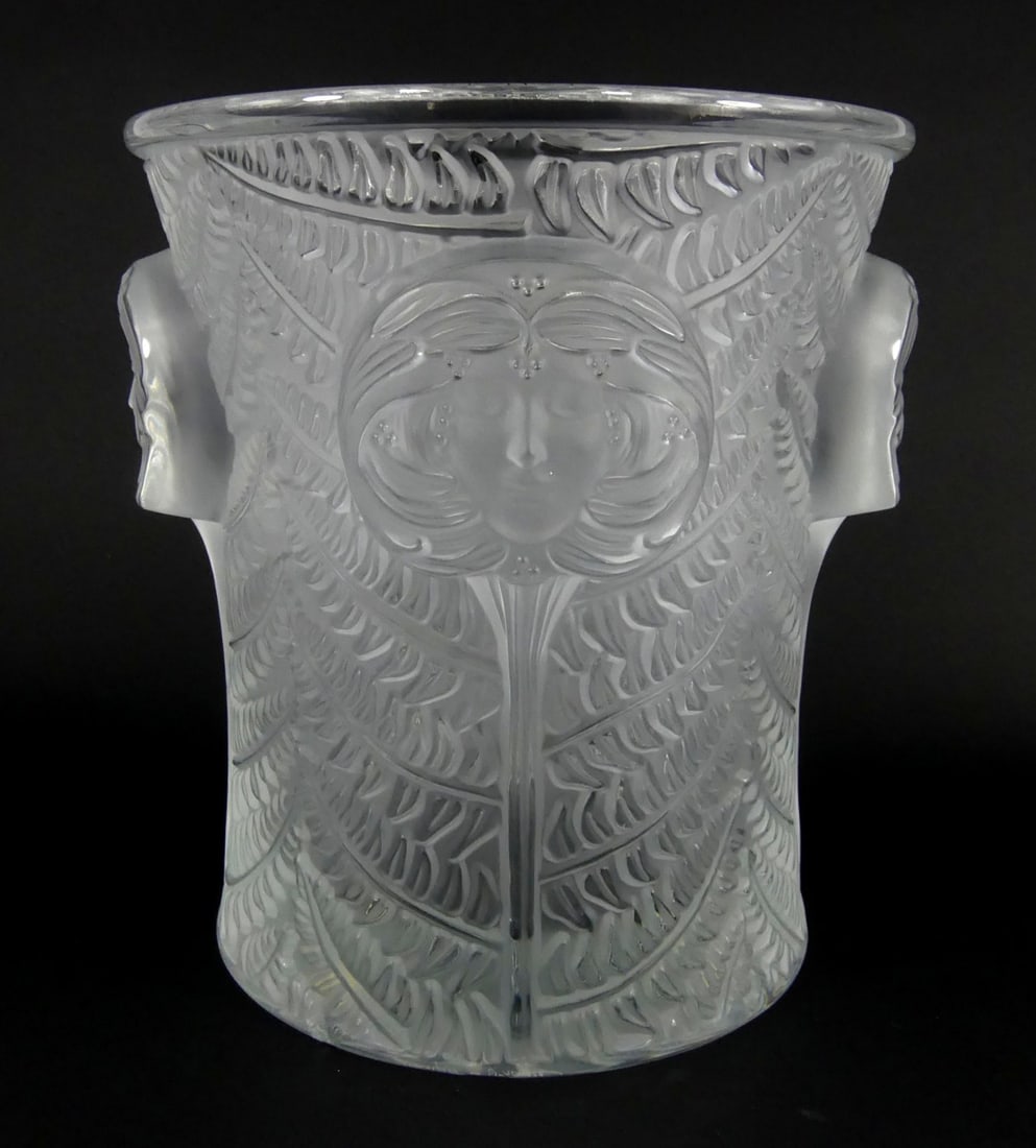 LALIQUE 'PSYCHE' FROSTED CRYSTAL CHAMPAGNE COOLER (1 of 9)