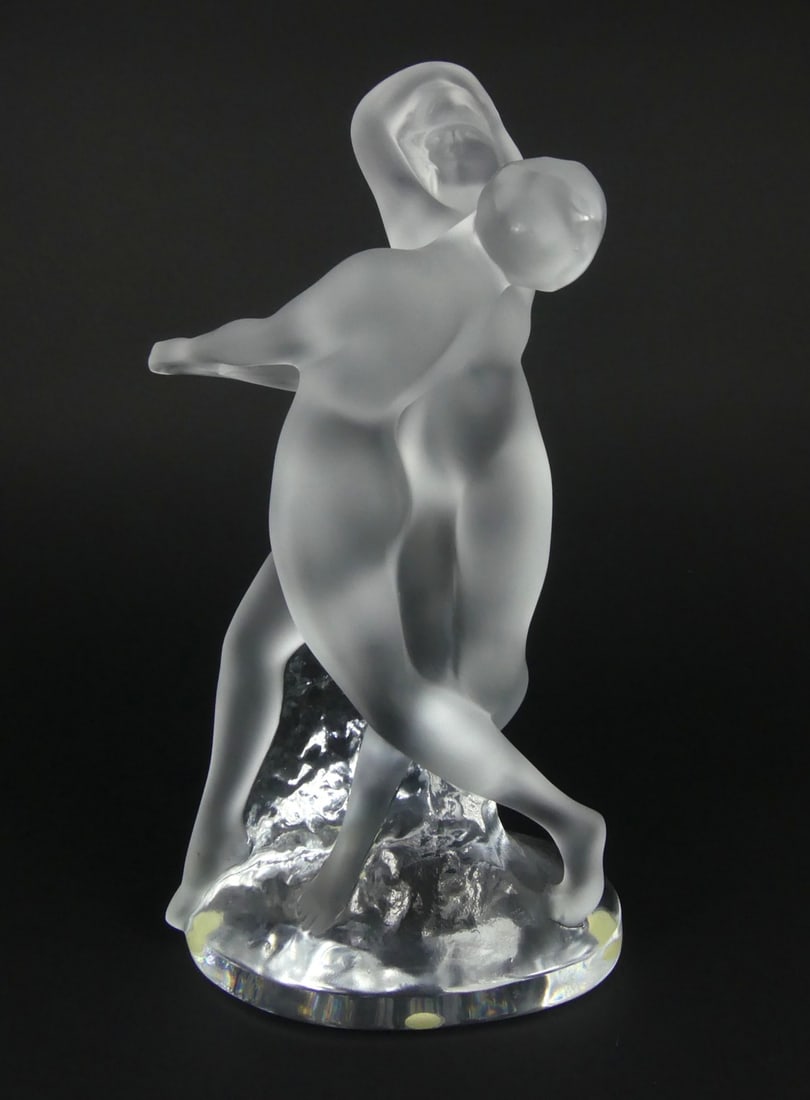 LALIQUE 'DEUX DANSEUSES' FROSTED CRYSTAL SCULPTURE (1 of 9)