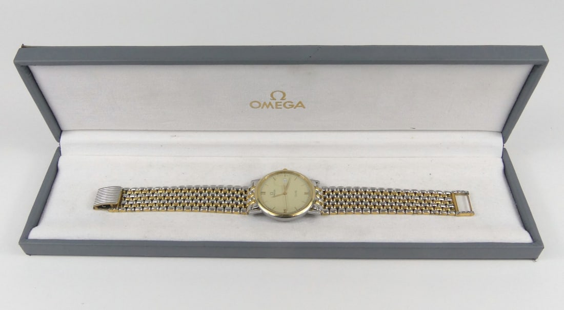 OMEGA DEVILLE GOLD DIAL QURTZ MEN'S WRISTWATCH (1 of 8)