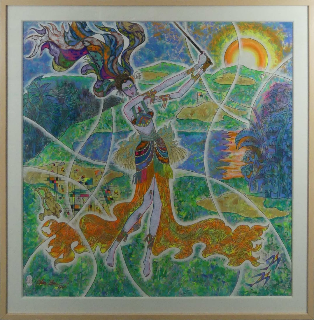 CHEN BU 'GODDESS OF GOLF' WATERCOLOR ON RICE PAPER (1 of 7)