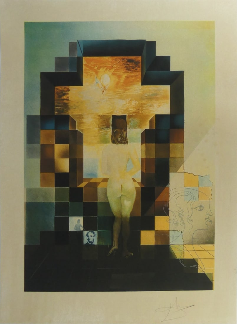SALVADOR DALI 'LINCOLN IN DALIVISION': Salvador Dali 'Lincoln in Dalivision' print in colors on wove paper. Signed in the plate lower right. Sheet measures 30" x 21 3/4".