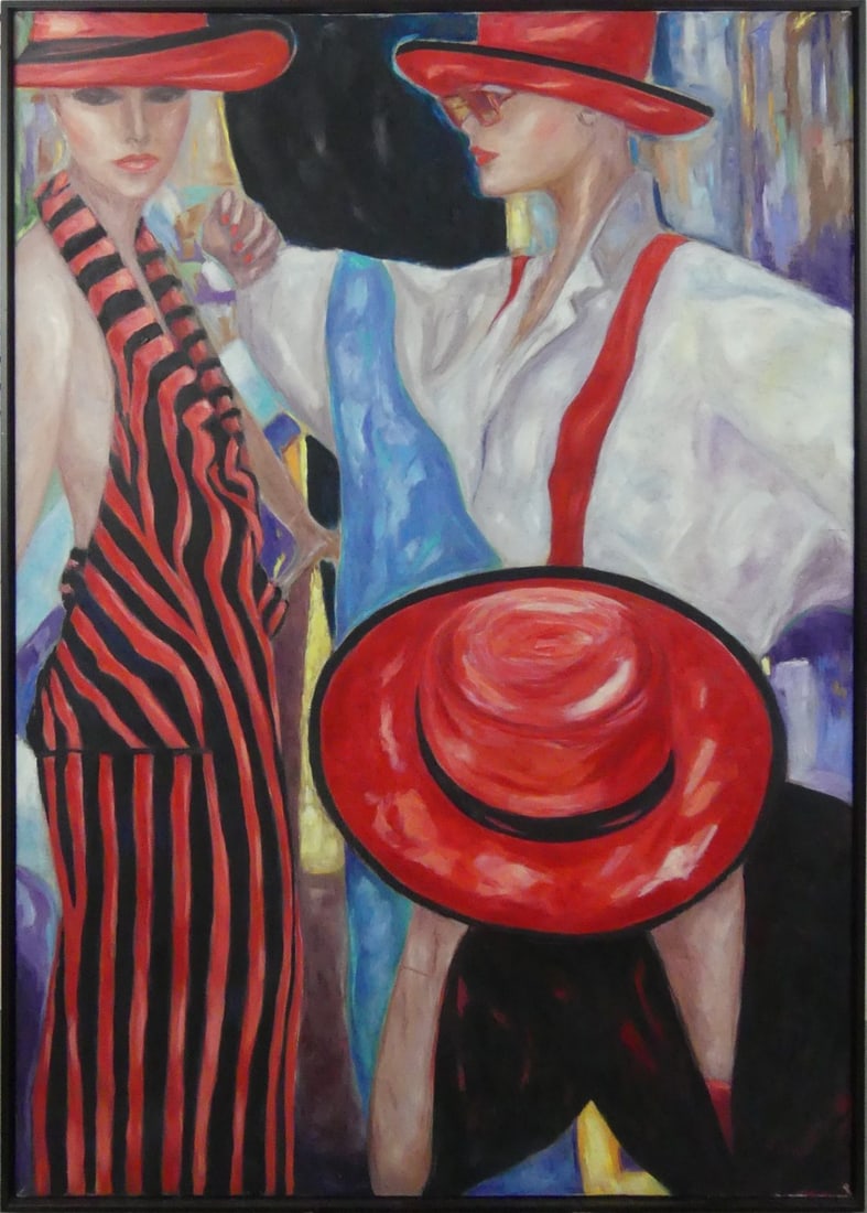 FIORELLA FURZI 'MANICHINI CON CAPPELLI ROSSI' OIL (1 of 9)