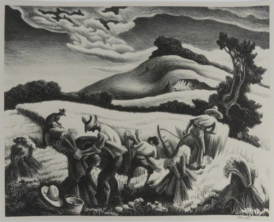 THOMAS HART BENTON 'CRADLING WHEAT' LITHOGRAPH (1 of 6)