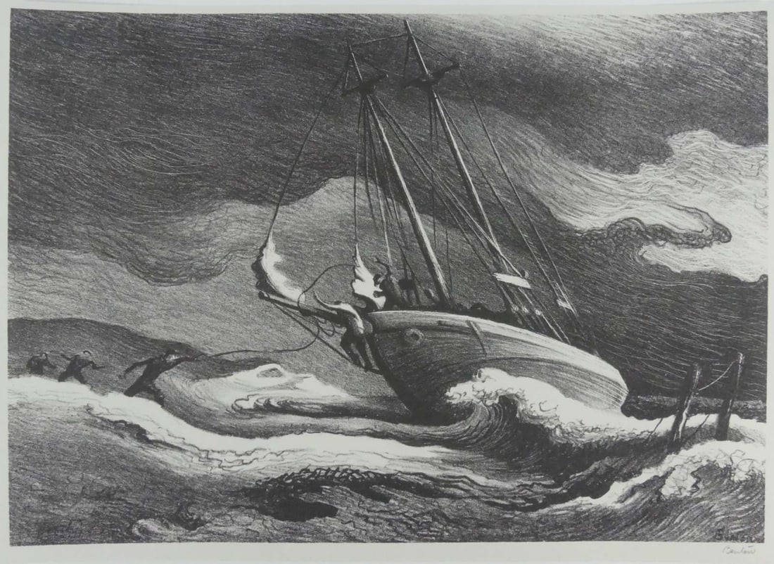 THOMAS HART BENTON 'AFTER THE BLOW' LITHOGRAPH (1 of 5)