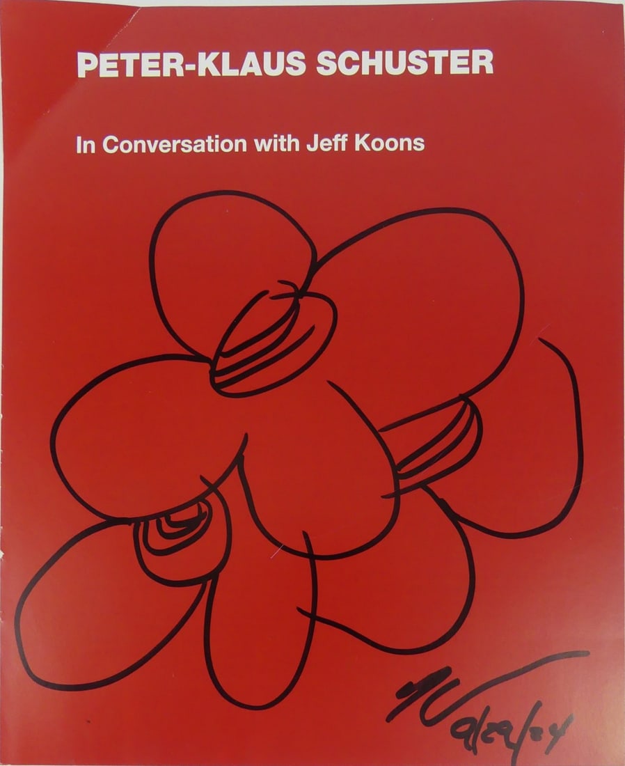 JEFF KOONS MARKER DRAWING ON BOOK PAGE (1 of 6)