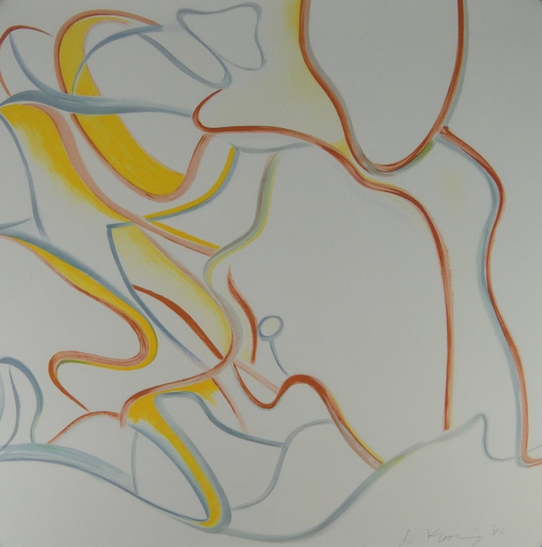 WILLEM DE KOONING 'UNTITLED' QUATRE LITHOGRAPHIES: Willem de Kooning 'Untitled' print in colors on wove paper from the Quatre Lithographies series. Signed and dated in the plate lower right. Sheet measures 28" x 24 1/2".