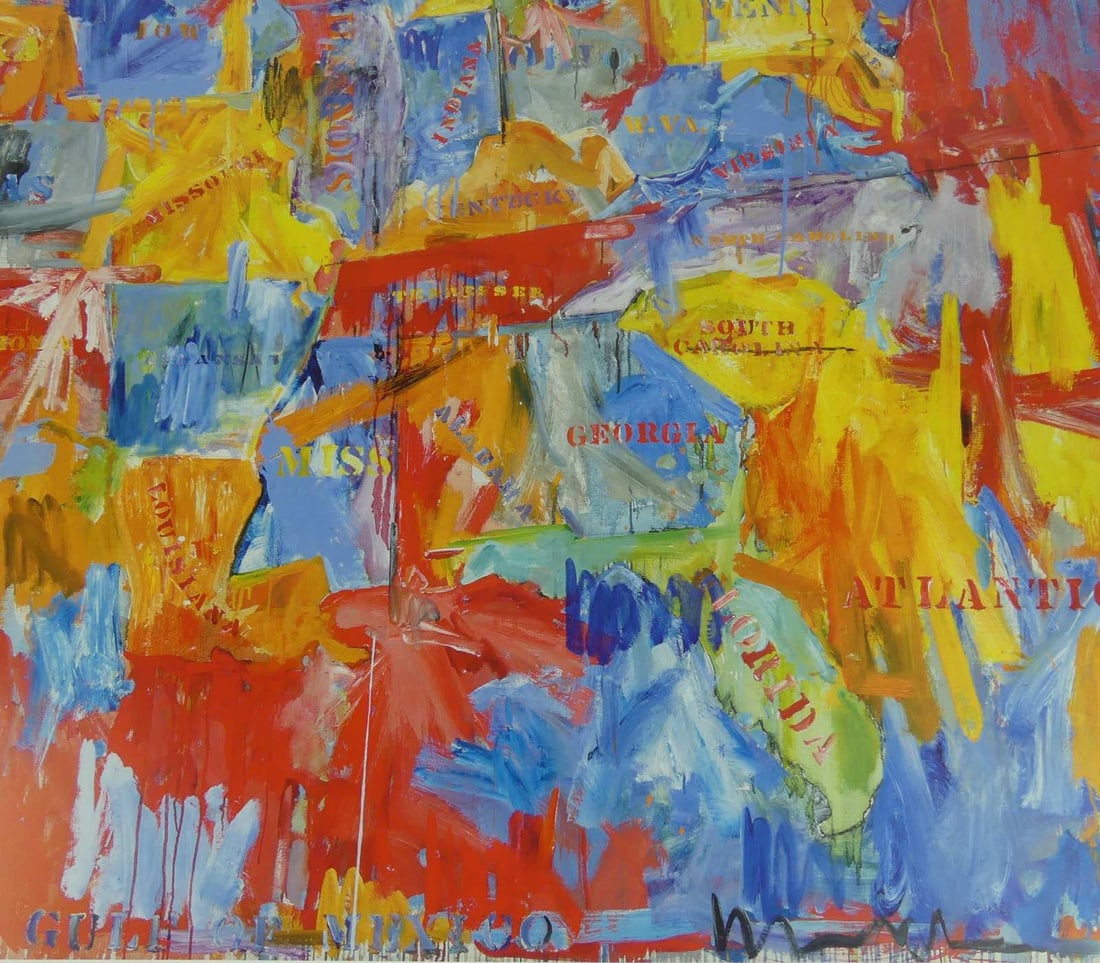 JASPER JOHNS 'MAP' OFFSET LITHOGRAPH - 4