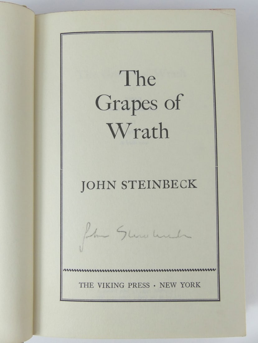 THE GRAPES OF WRATH SIGNED JOHN STEINBECK BOOK (1 of 7)