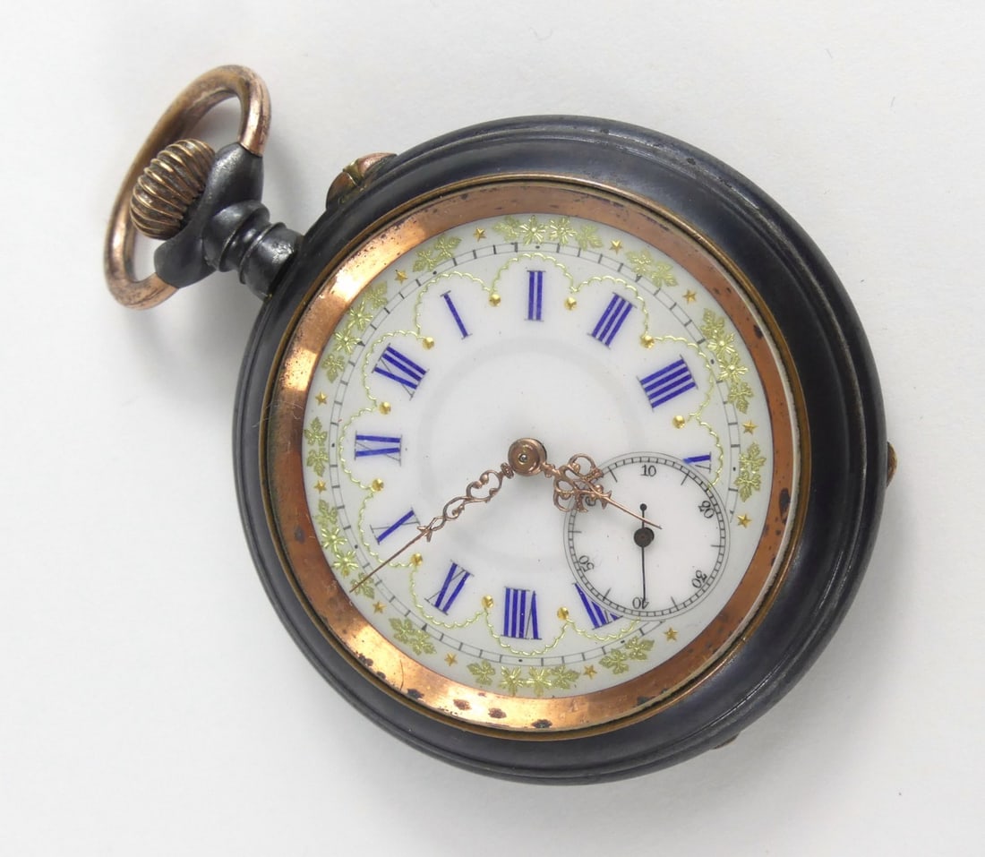 GUNMETAL & BRASS POCKET WATCH (1 of 5)