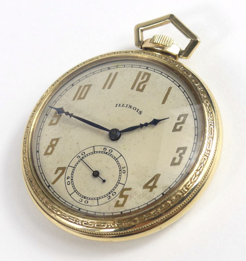 ANTIQUE ILLINOIS GOLD FILLED POCKET WATCH (1 of 5)