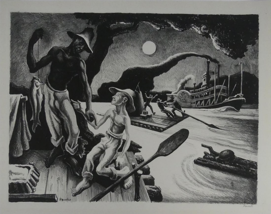 THOMAS HART BENTON 'HUCK FINN' LITHOGRAPH (1 of 6)