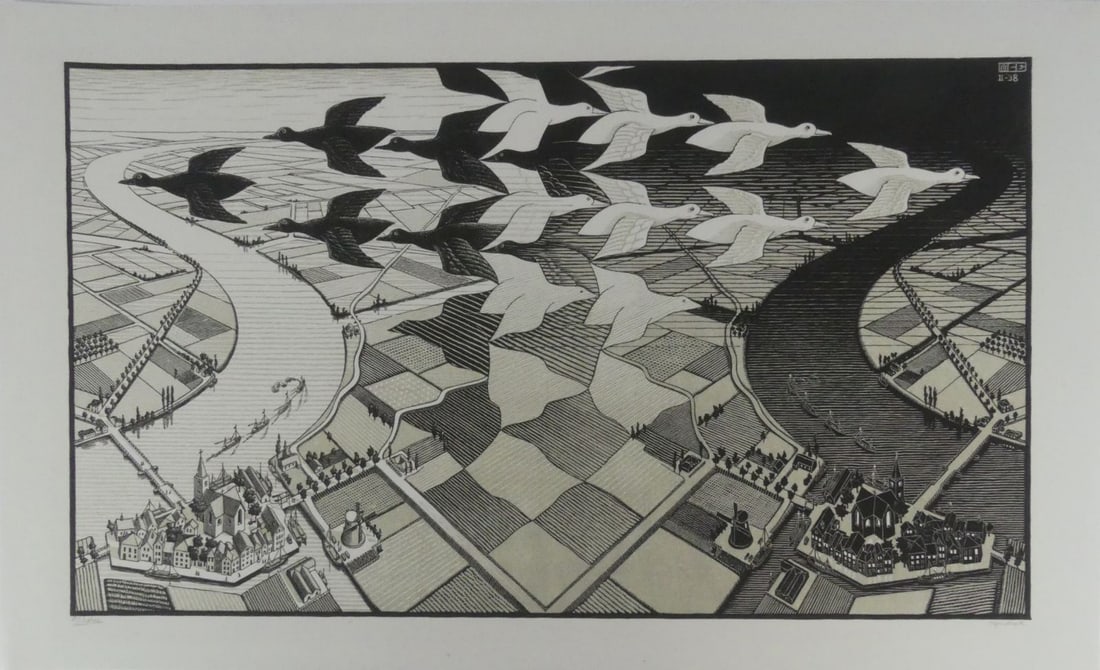 M.C. ESCHER 'DAY & NIGHT' OFFSET LITHOGRAPH (1 of 7)