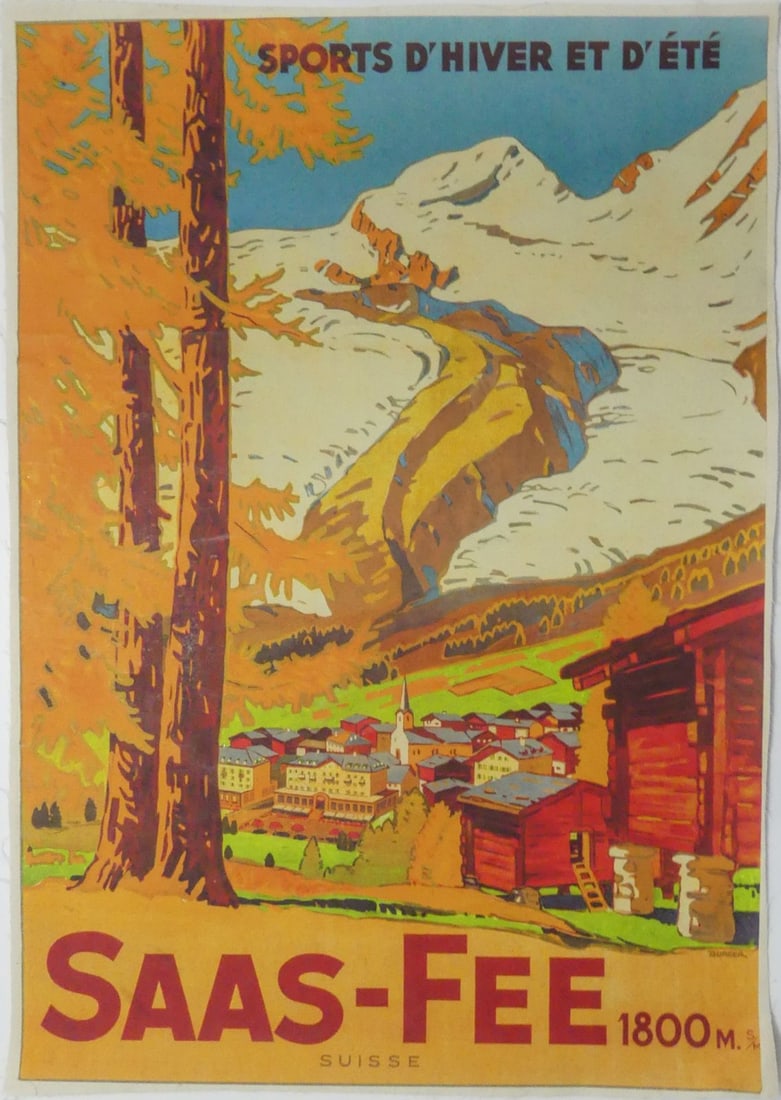 WILHELM FRIEDRICH BURGER 'SAAS-FREE' POSTER: Wilhelm Friedrich Burger 'Saas-Free' poster. Mounted to canvas. Print date unknown. Sheet measures 38 1/4" x 27".