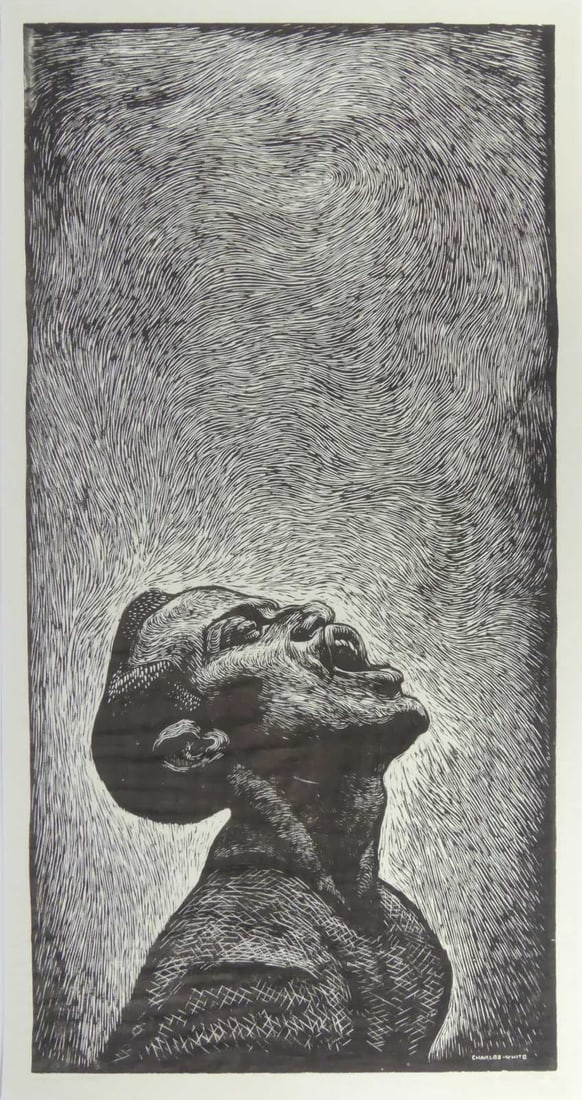 CHARLES WHITE 'FOLK SINGER': Charles White 'Folk Singer' print on wove paper, aside from the edition of 30. Signed and dated in the plate lower right. Sheet measures 35 1/2" x 18 3/4".