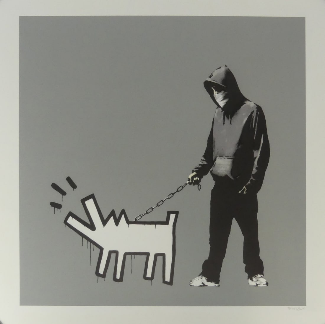 BANKSY 'CHOOSE YOUR WEAPON (COOL GREY)': Banksy 'Choose Your Weapon (Cool Grey)' print on wove paper. Signed in the plate lower right. After the original screenprint. Sheet measures 27 3/8" x 27 3/8".