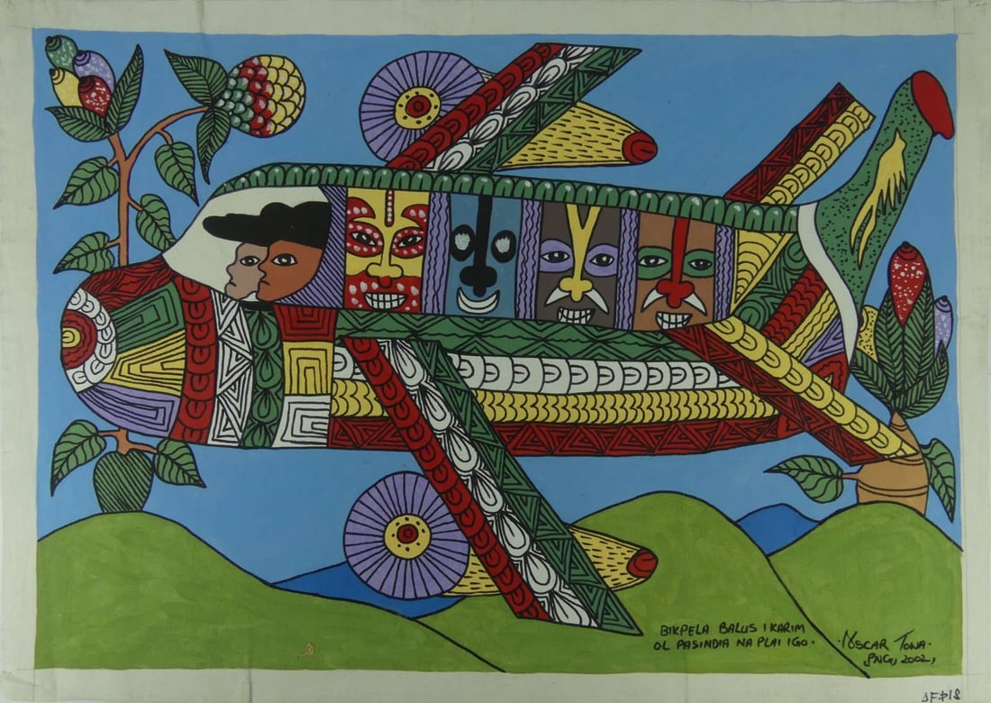 OSCAR TOWA PAPA NEW GUINEA 'AIRPLANE' PAINTING (1 of 8)