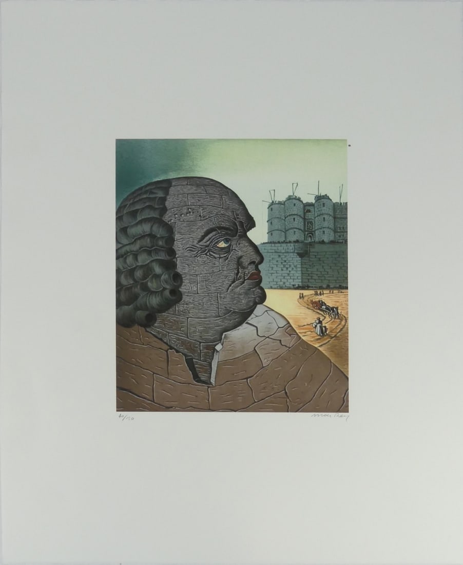MAN RAY 'MARQUIS DE SADE' LITHOGRAPH: Man Ray 'Portrait of Marquis De Sade' lithograph. Pencil signed lower right. Numbered 40/150 and holds blindstamp lower left. Sheet measures 26" x 19 5/8".