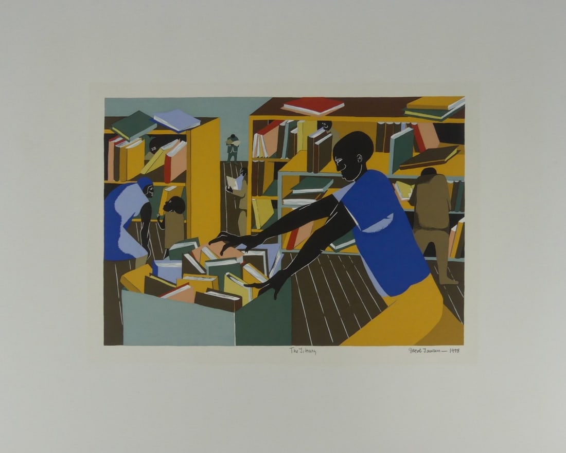 JACOB LAWRENCE 'THE LIBRARY' PRINT IN COLORS (1 of 7)