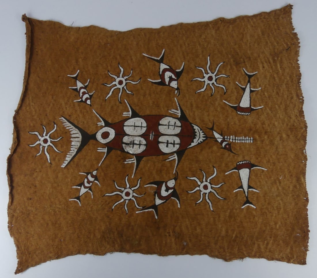 TAPA PAPUA NEW GUINEA BARK CLOTH PAINTING (1 of 5)